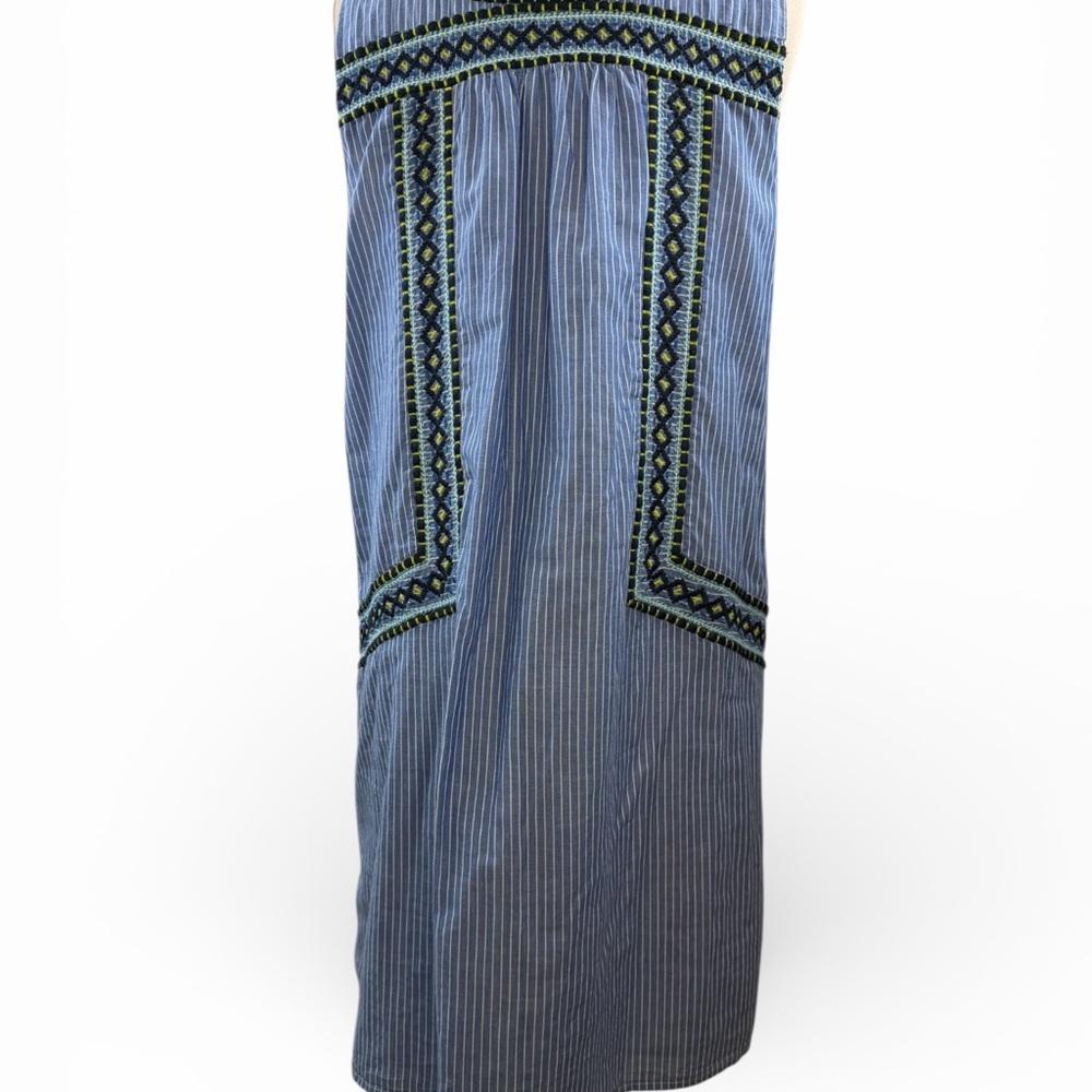 Vineyard Vines Blue Striped Embroidered Mini Shift Dress Large Sleeveless - Picture 12 of 12